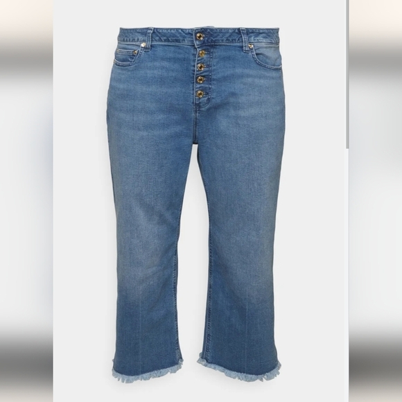 Michael Kors Women's Selma Button-Fly Cropped flare Jeans size 16 - Picture 2 of 13